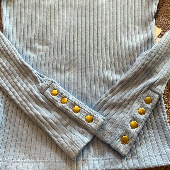 NWT Nation Los Angeles Val Off Shoulder Ribbed Long Sleeve Top, Blue, Size XS - Picture 14 of 16